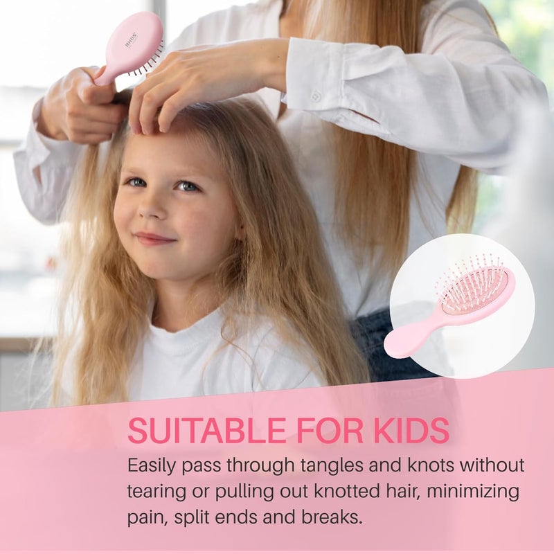 RHOS Mini Hair Brush for Women,Men and Kids-Travel Size Hair Brush for Purse,Pocket,backpack-Small Cushion Paddle Brush with Soft Bristles-Mini Detangler Brush for All Hair Types(1 Pack-Pink) - Image 5